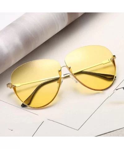 Fashion Oversized Rimless Sunglasses Women Clear Lens Glasses - F - CP18R0ROM0C $12.92 Rimless