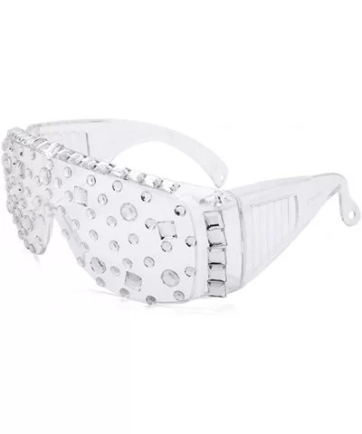Punk Rocker Large Shield Spike Fashion Novelty Party Dance Sunglasses FHLG001 - Clear - C418ZTHWY4H $17.27 Wrap