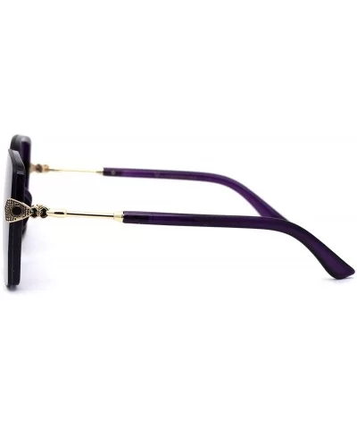 Womens Jewel Hinge Squared Butterfly Designer Fashion Sunglasses - Gold Purple - CU194KSQU4A $17.38 Butterfly