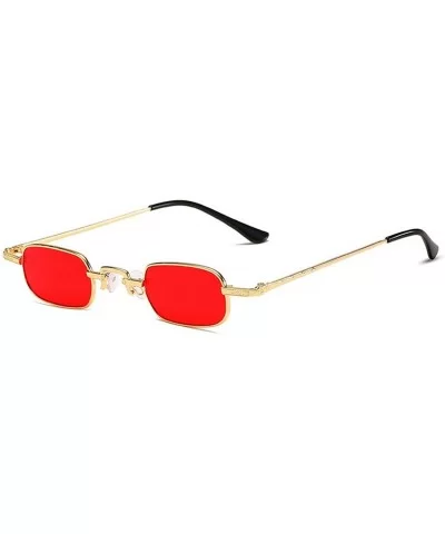 Women&Men Vintage Small Rectangle Sunglasses Metal Frame Hip Hop Sun Glasses Fashion Red Sunglass Retro Shades - C2199C4UKGC ...