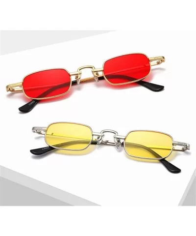 Women&Men Vintage Small Rectangle Sunglasses Metal Frame Hip Hop Sun Glasses Fashion Red Sunglass Retro Shades - C2199C4UKGC ...