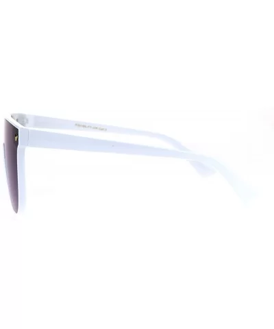 Shield Panel Lens Plastic Horn Rim Oversize Hipster Sunglasses - White Blue - C8185DRR7Q6 $12.41 Shield