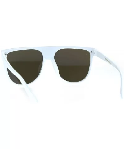 Shield Panel Lens Plastic Horn Rim Oversize Hipster Sunglasses - White Blue - C8185DRR7Q6 $12.41 Shield