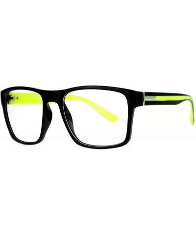 Mens Color Arm Horn Rim Horned Nerdy Glasses - Yellow - CI12CO4S4O5 $12.21 Wayfarer