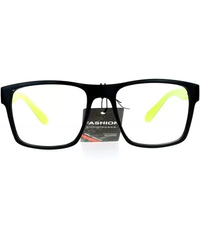 Mens Color Arm Horn Rim Horned Nerdy Glasses - Yellow - CI12CO4S4O5 $12.21 Wayfarer