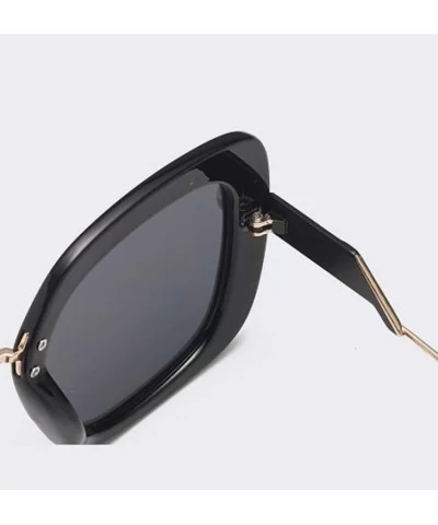 Double Color Square Sunglasses Men Women Gradient Frame UV400 Vintage Glasses - Black Black - CI18T9XHEQE $22.97 Square
