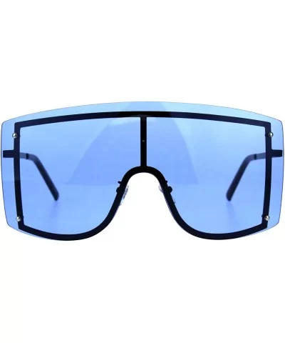 Extra Oversized Shield Robotic Futuristic Pop Color Sunglasses - Black Blue - CC18CMRX9AK $20.09 Goggle