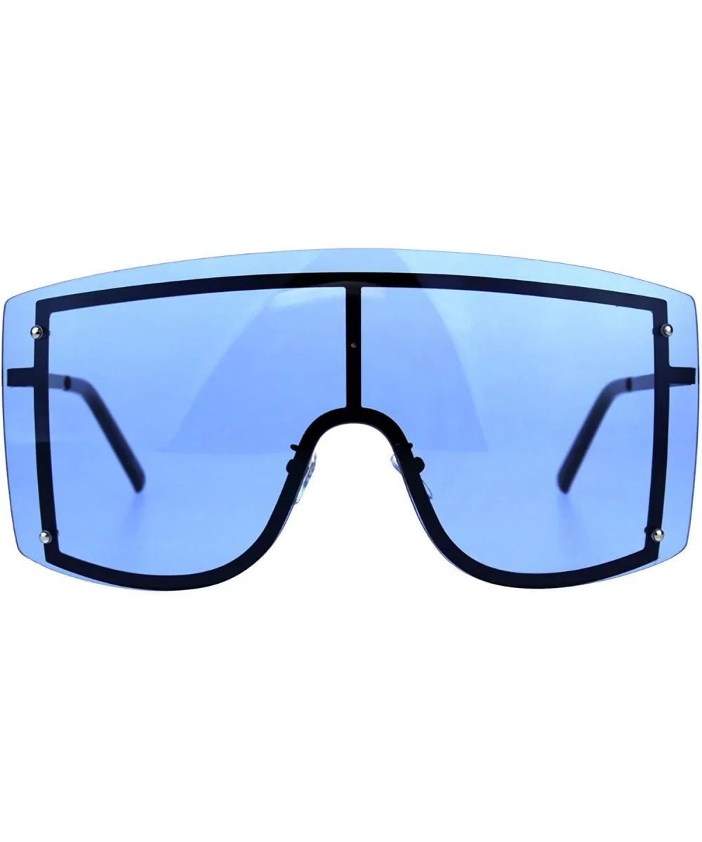 Extra Oversized Shield Robotic Futuristic Pop Color Sunglasses - Black Blue - CC18CMRX9AK $20.09 Goggle