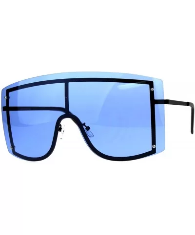 Extra Oversized Shield Robotic Futuristic Pop Color Sunglasses - Black Blue - CC18CMRX9AK $20.09 Goggle