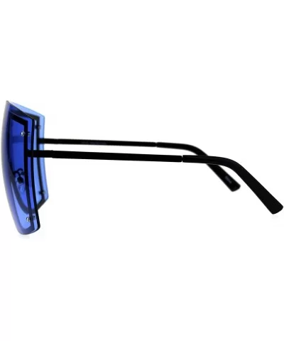 Extra Oversized Shield Robotic Futuristic Pop Color Sunglasses - Black Blue - CC18CMRX9AK $20.09 Goggle