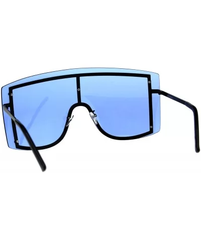 Extra Oversized Shield Robotic Futuristic Pop Color Sunglasses - Black Blue - CC18CMRX9AK $20.09 Goggle