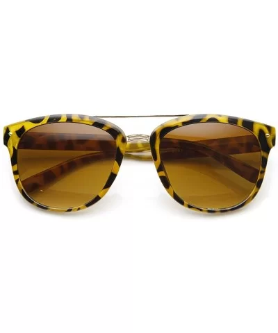 Double Bridged Classic Horn Rimmed Sunglasses with Metal Crossbar (Yellow-Tortoise Amber) - CA11FOUEPI1 $12.76 Wayfarer