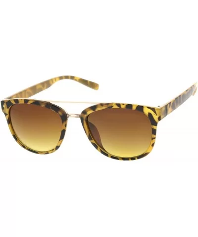 Double Bridged Classic Horn Rimmed Sunglasses with Metal Crossbar (Yellow-Tortoise Amber) - CA11FOUEPI1 $12.76 Wayfarer