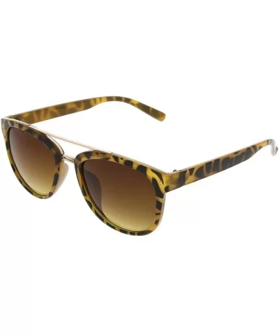 Double Bridged Classic Horn Rimmed Sunglasses with Metal Crossbar (Yellow-Tortoise Amber) - CA11FOUEPI1 $12.76 Wayfarer