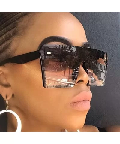 Oversized Square Sunglasses Women Luxury Fashion Flat Top Red Black Clear Lens Men Gafas Shade Mirror UV400 - 5 - CN18Y49U5DG...