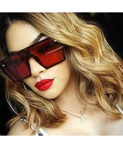 Oversized Square Sunglasses Women Luxury Fashion Flat Top Red Black Clear Lens Men Gafas Shade Mirror UV400 - 5 - CN18Y49U5DG...