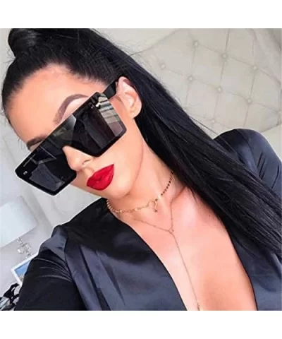 Oversized Square Sunglasses Women Luxury Fashion Flat Top Red Black Clear Lens Men Gafas Shade Mirror UV400 - 5 - CN18Y49U5DG...