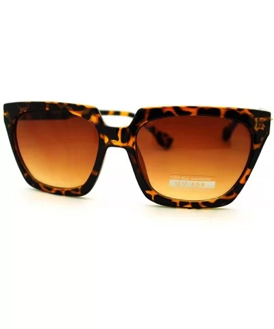 Flat Top Square Sunglasses Thorn Studs Design Trendy Stylish Shades - Tortoise - CN186550GE9 $13.22 Square