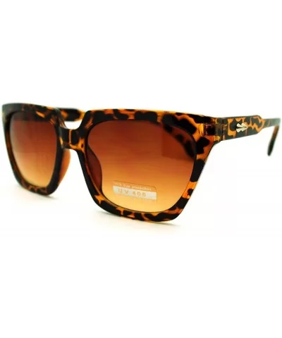 Flat Top Square Sunglasses Thorn Studs Design Trendy Stylish Shades - Tortoise - CN186550GE9 $13.22 Square