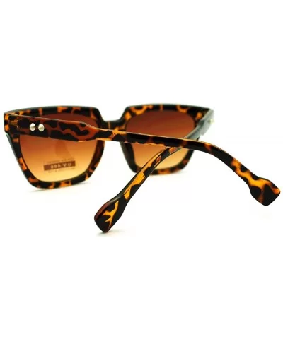 Flat Top Square Sunglasses Thorn Studs Design Trendy Stylish Shades - Tortoise - CN186550GE9 $13.22 Square