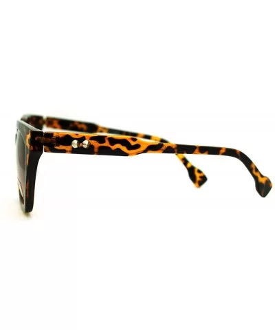 Flat Top Square Sunglasses Thorn Studs Design Trendy Stylish Shades - Tortoise - CN186550GE9 $13.22 Square