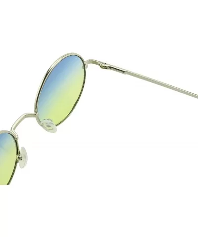 Retro John Lennon Style Sunglasses Round Colorful Tint Groovy Hippie Wire Shades - Blue / Yellow - C21923DHMNH $13.79 Rimless