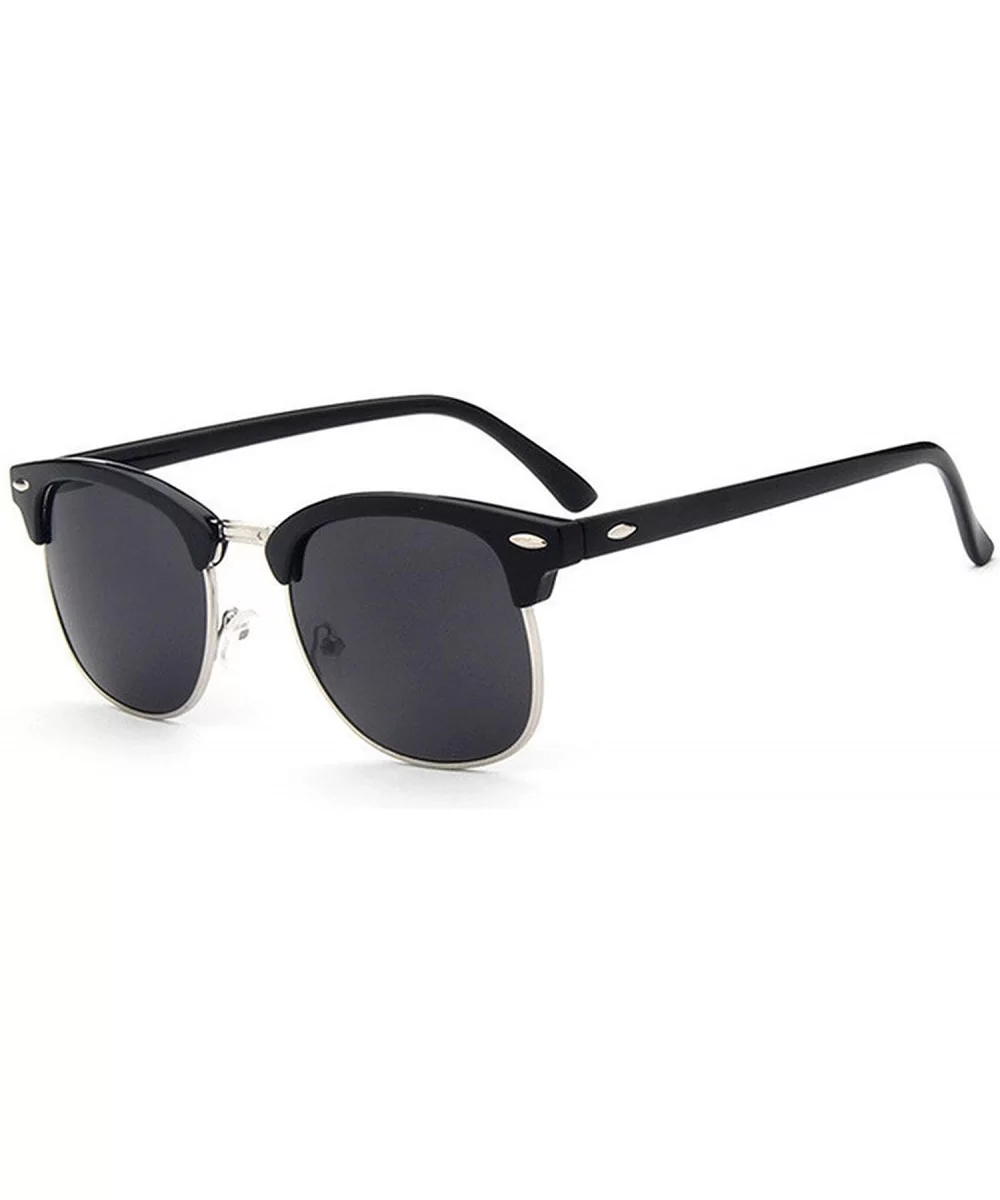 Half Metal Fashion New Sunglasses Men/Women Brand Designer Retro Rivet Lens Sun Glasses Female - C2 - CS18S9THD6G $12.93 Oval