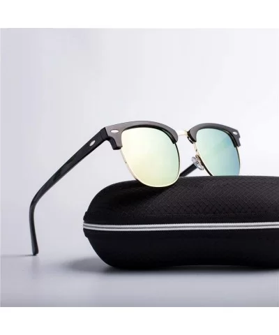 Half Metal Fashion New Sunglasses Men/Women Brand Designer Retro Rivet Lens Sun Glasses Female - C2 - CS18S9THD6G $12.93 Oval