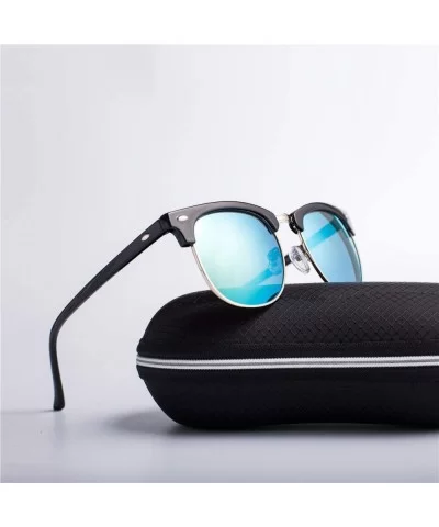 Half Metal Fashion New Sunglasses Men/Women Brand Designer Retro Rivet Lens Sun Glasses Female - C2 - CS18S9THD6G $12.93 Oval