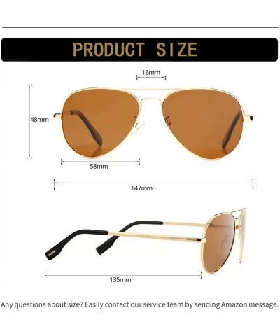 Polarized Aviator Sunglasses Metal Frame Mirrored UV400 Lens - Gold/Brown - CC18OZ23CDC $21.05 Sport