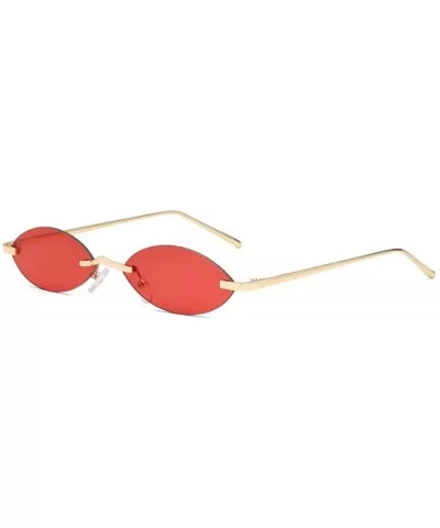 Unisex Fashion Metal Frame Oval Candy Colors small Sunglasses UV400 - Red - C418NLSCSLY $13.13 Rectangular