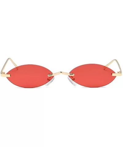 Unisex Fashion Metal Frame Oval Candy Colors small Sunglasses UV400 - Red - C418NLSCSLY $13.13 Rectangular