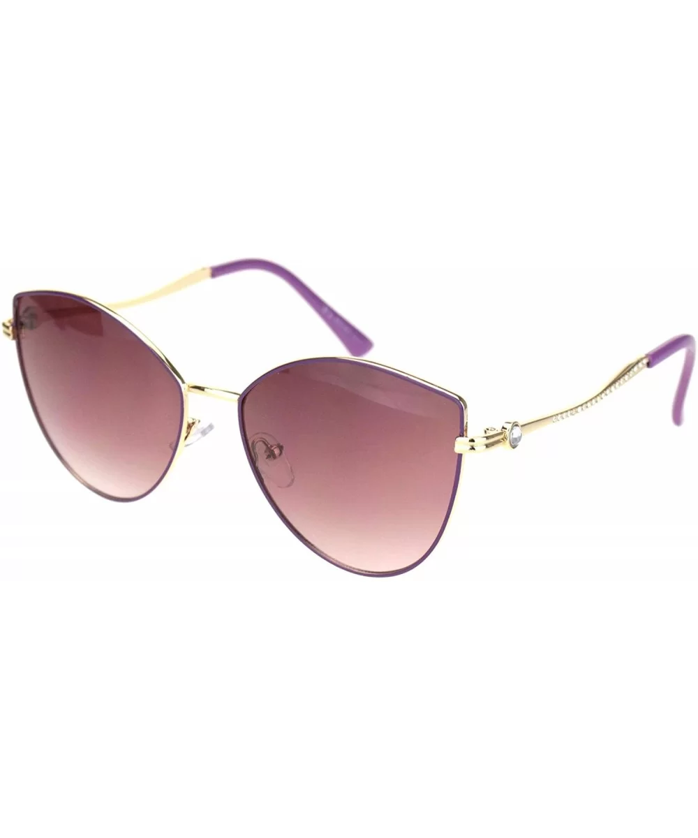 Womens Rhinestone Jewel Hinge Metal Rim Cat Eye Sunglasses - Purple Smoke - C018NWSM9UK $17.26 Cat Eye