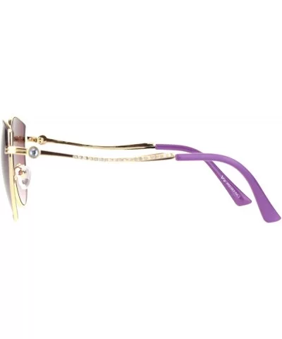 Womens Rhinestone Jewel Hinge Metal Rim Cat Eye Sunglasses - Purple Smoke - C018NWSM9UK $17.26 Cat Eye