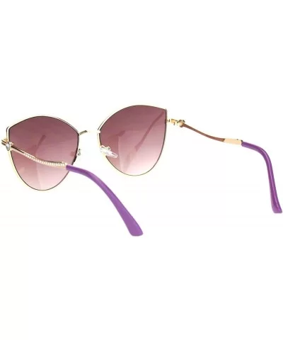 Womens Rhinestone Jewel Hinge Metal Rim Cat Eye Sunglasses - Purple Smoke - C018NWSM9UK $17.26 Cat Eye