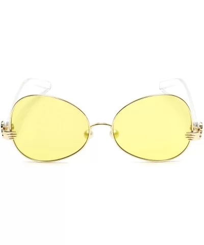 Square Women's Metal Sunglasses Butterfly Style Pearl Nose Pieces Colored Lens - Yellow - CZ18G3NHADX $15.47 Butterfly