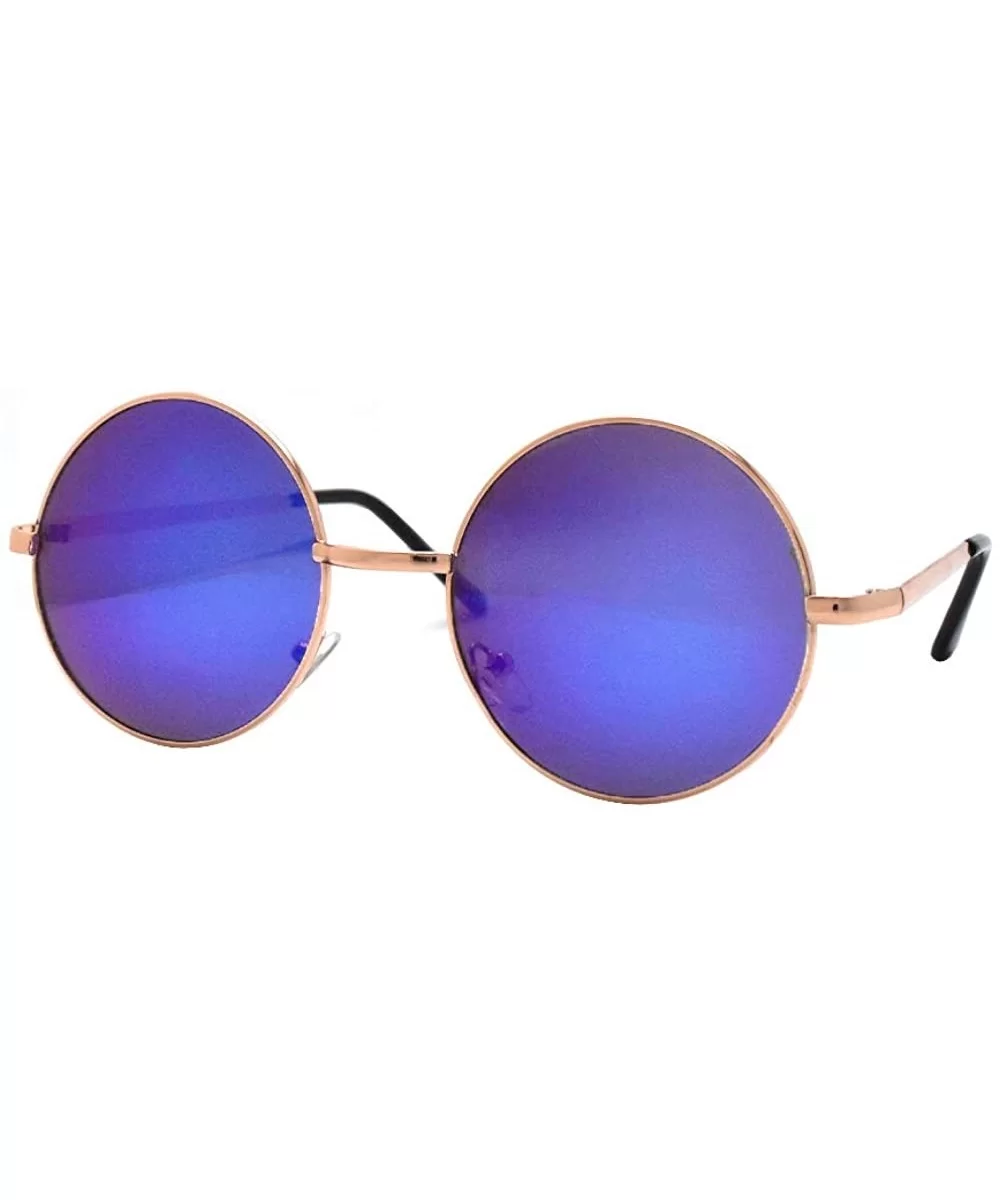 John Lennon 60's Vintage Round Hippie Sunglasses P2012 - Gold-bluemirror Lens - CU11DPS4G6P $14.14 Round