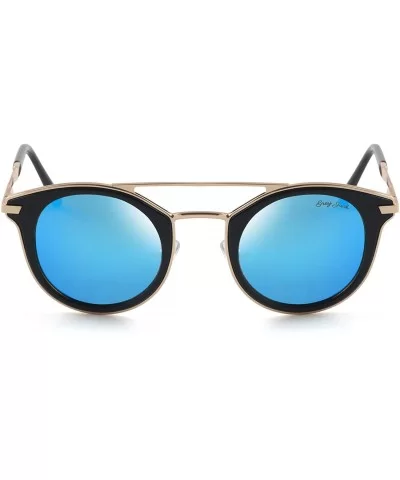 Vintage Polarized Sunglasses Round UV Protection for Men Women - Ice Blue - C318W9STWR9 $35.87 Round