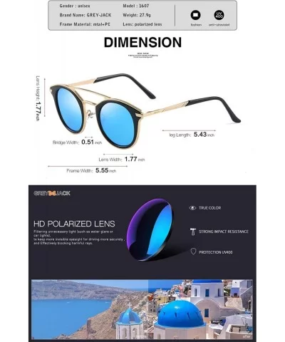 Vintage Polarized Sunglasses Round UV Protection for Men Women - Ice Blue - C318W9STWR9 $35.87 Round