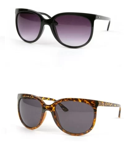 Fashion Wayfarer Round style Vintage Sunglasses P2091 - 2 Pcs Black-gradientsmoke & Tortoise-smoke - CM11W9RQFJT $33.46 Round
