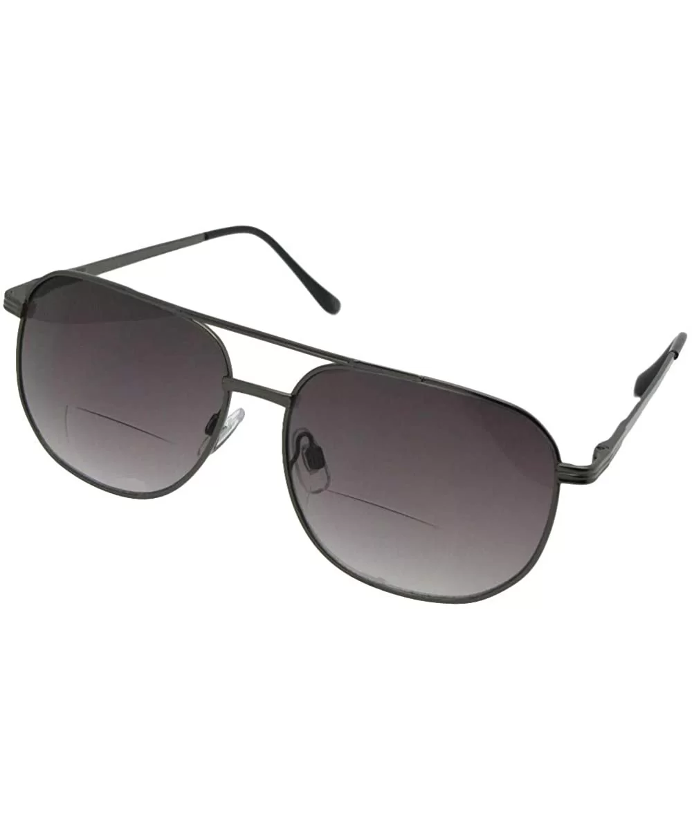 Square Aviator Bifocal Sunglasses B14 - Pewter Frame Gray Lenses - CY18IZW39OT $23.47 Square