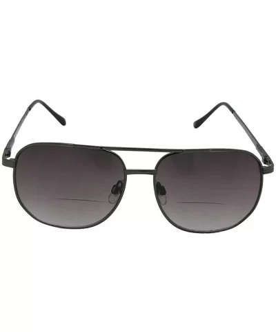 Square Aviator Bifocal Sunglasses B14 - Pewter Frame Gray Lenses - CY18IZW39OT $23.47 Square