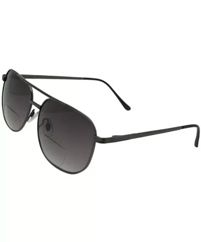 Square Aviator Bifocal Sunglasses B14 - Pewter Frame Gray Lenses - CY18IZW39OT $23.47 Square