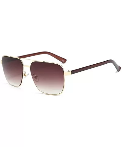 Men's casual sunglasses trend double beam square sunglasses fashion driving sunglasses - Gold Tawny C4 - CP1900DYQHE $27.41 S...