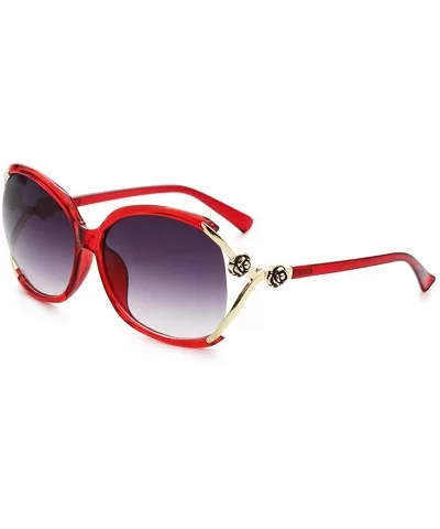 Classic Retro Flowers Sunglasses for Women PC Resin UV 400 Protection Sunglasses - Red - CP18T63CIGN $22.34 Sport