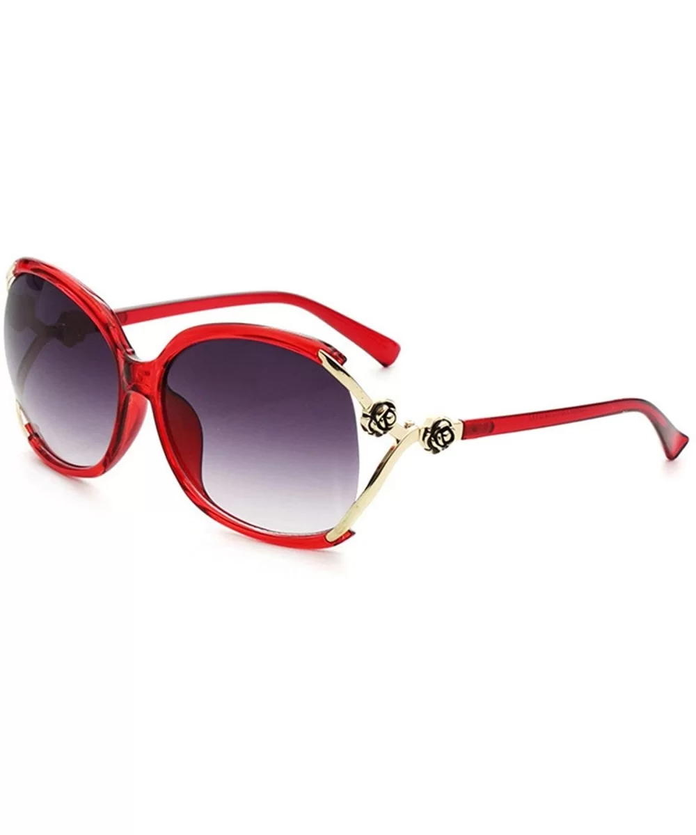 Classic Retro Flowers Sunglasses for Women PC Resin UV 400 Protection Sunglasses - Red - CP18T63CIGN $22.34 Sport