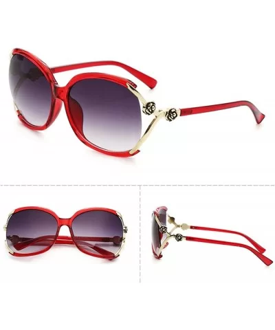 Classic Retro Flowers Sunglasses for Women PC Resin UV 400 Protection Sunglasses - Red - CP18T63CIGN $22.34 Sport