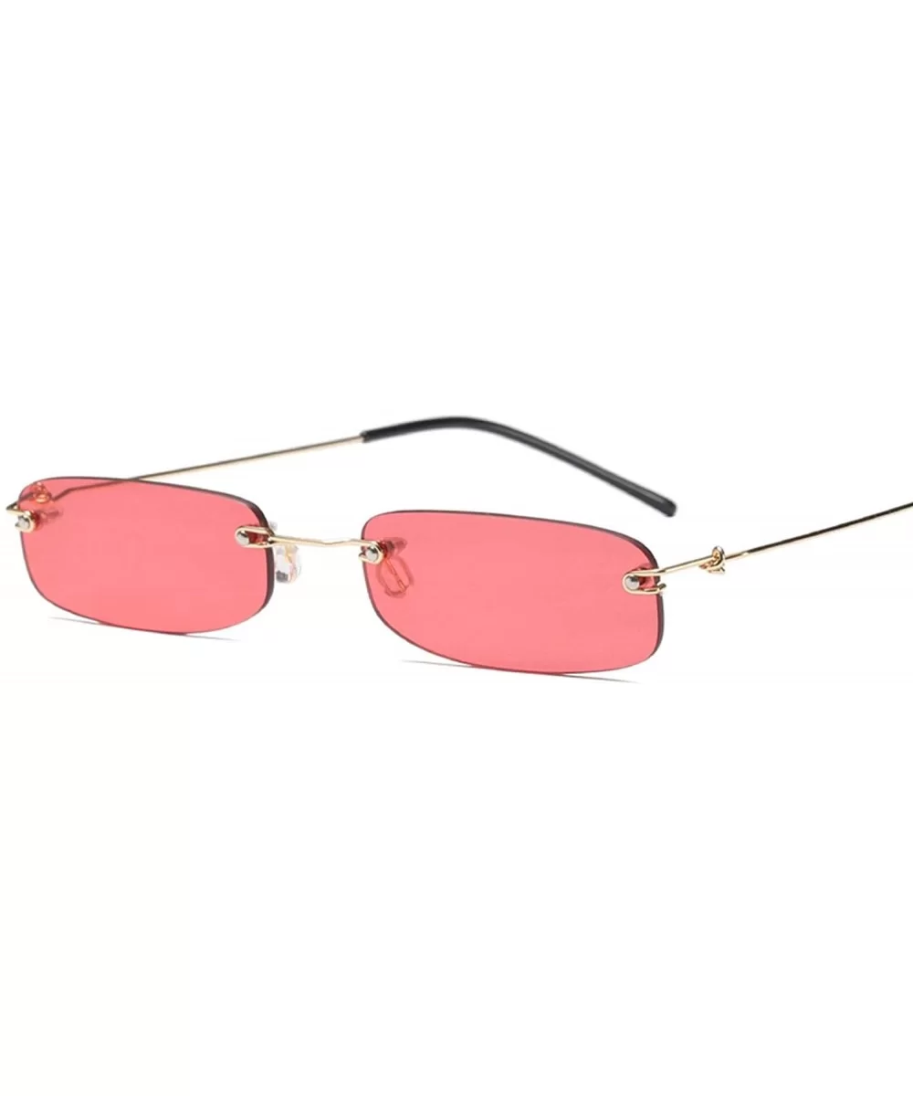 Sunglasses For Men Gold Metal Frame Black Small Rectangle Rimless Sunglasses - As Shown in Photo-3 - CF18W8X907T $42.95 Rimless