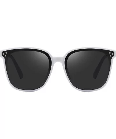 Polarized Retro Oversized Square Sunglasses for Women B2474 - White - CF18O6K3X6S $17.28 Oversized