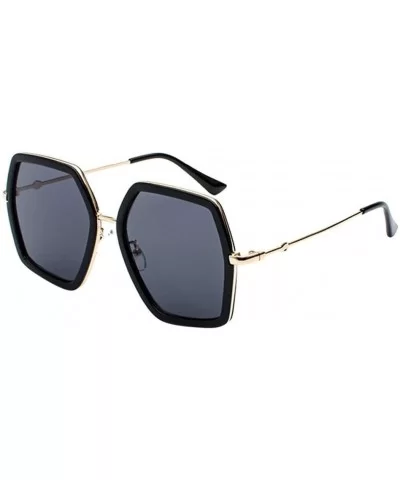 Oversized Square Sunglasses for Women Vintage UV Protection Eyewear Sun Shades Glasses - Black - CL18X5DSD37 $11.30 Rectangular